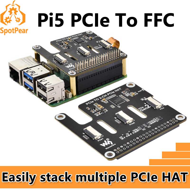 Pi 5 Case - Raspberry Pi 5 PCIe ke 2-CH