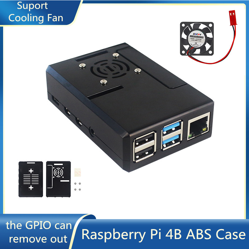 Pi 4 Case - Casing ABS Raspberry Pi Hitam, Cangkang