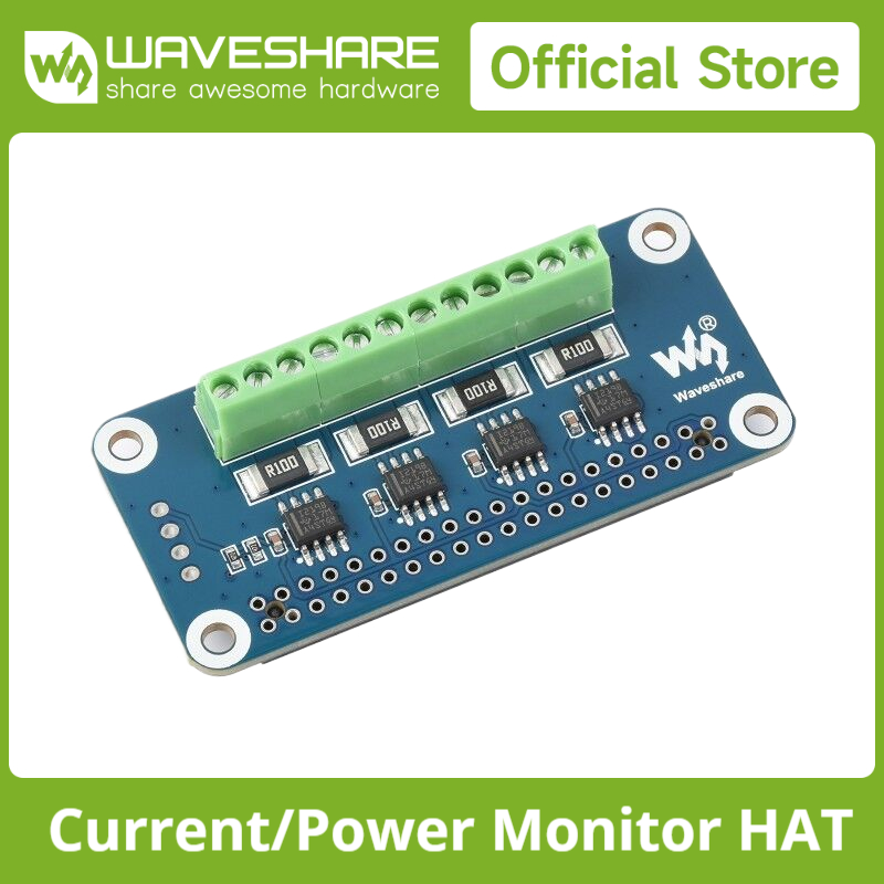 Raspberry Pi 4 - Waveshare 4-ch Monitor Arus/Tegangan/Daya HAT untuk